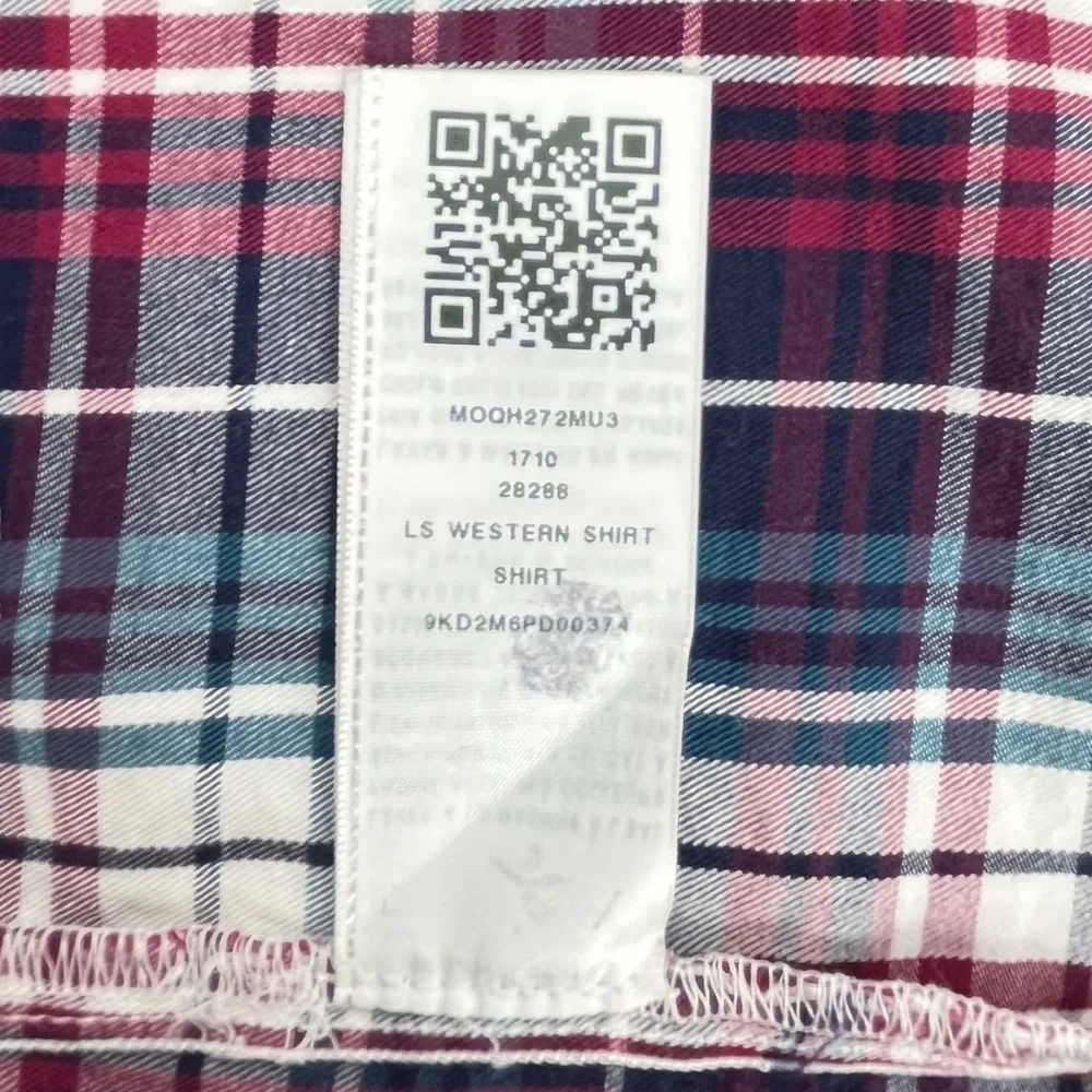 True Religion Mens‎ XL Plaid Western Pearl Snap Shirt Red Blue